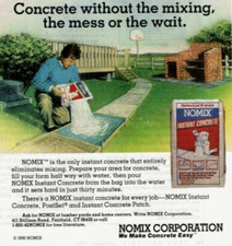1990 Vintage Print Ad Nomix Concrete without the mixing the mess or the wait