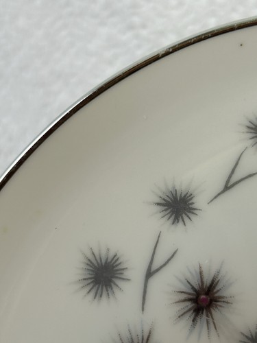 Creative Fine China Atomic Platinum Starburst #1014 Bread Plates 5 Piece Set MCM - Picture 4 of 8