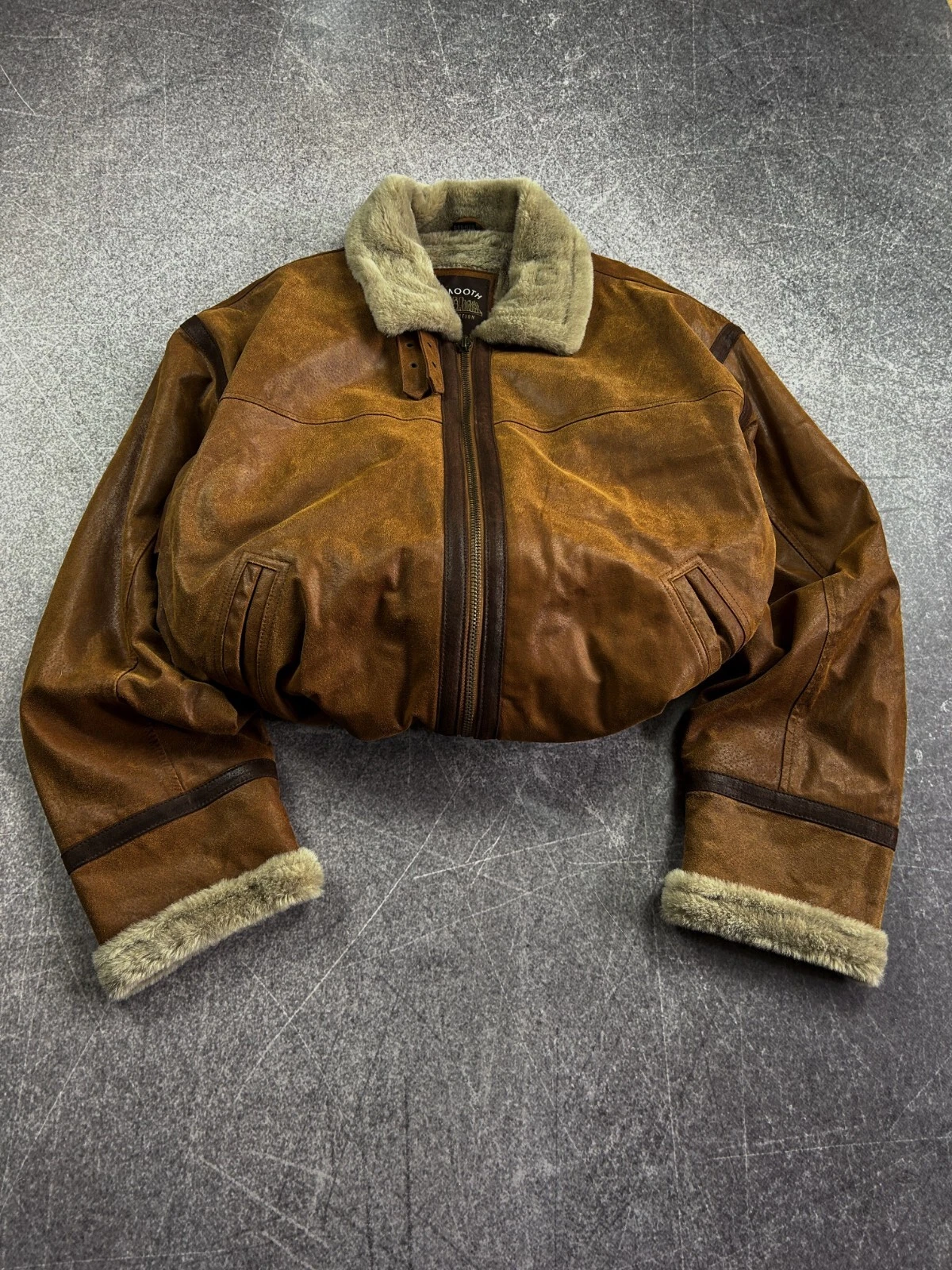 Giacca vintage streetwear Balenciaga stile shott pelliccia vera pelle anni 90 Y2K