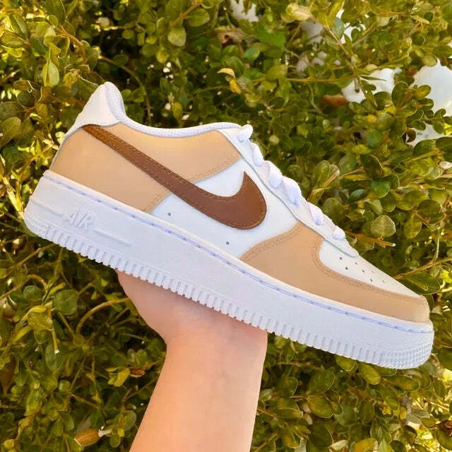 Tan Brown Women's Nike Air Force 1 Low Custom 