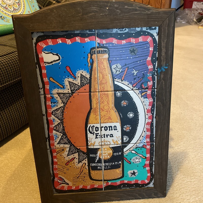 CORONA EXTRA WOOD/ TILE VTG Sign RUSTIC AD DECOR MAN CAVE 19x 29”
