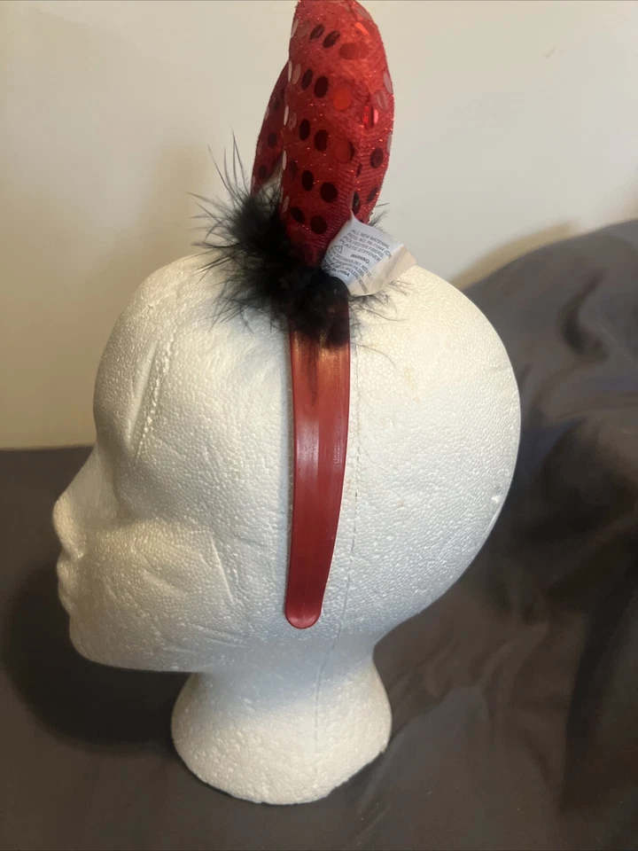 Красный черный перо дьявола обруч для волос Хэллоуин вечеринки пользу костюм аксессуар новый - Изображение 3 из 4