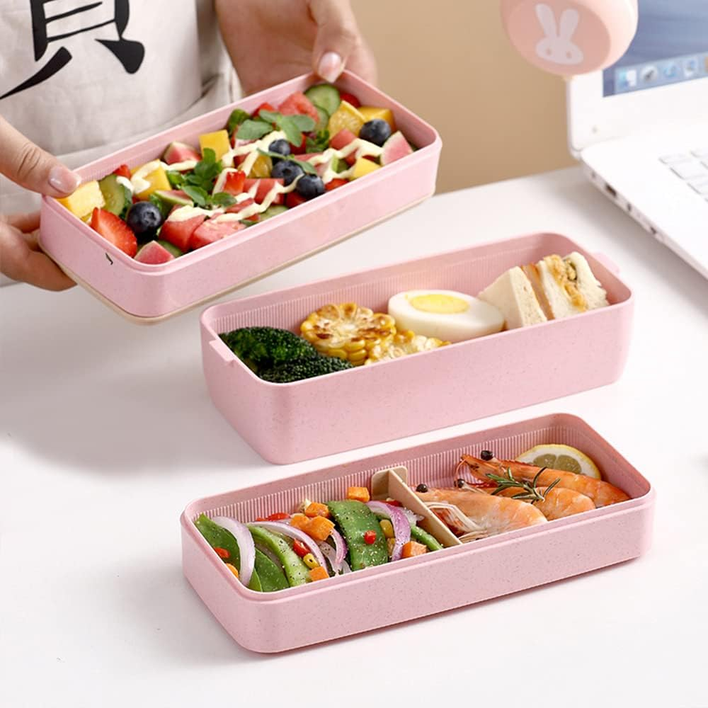 Stackable Wheat Straw Bento Lunch Box for Adults with 3 Compartments Stackable Wheat Straw Bento Lunch Box for Adults with 3 Compartments