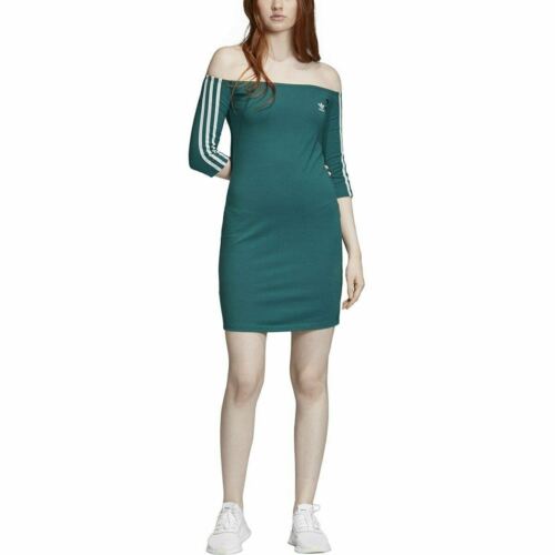 [EJ9347] Womens Adidas Off-the-Shoulder Dress - Afbeelding 1 van 5