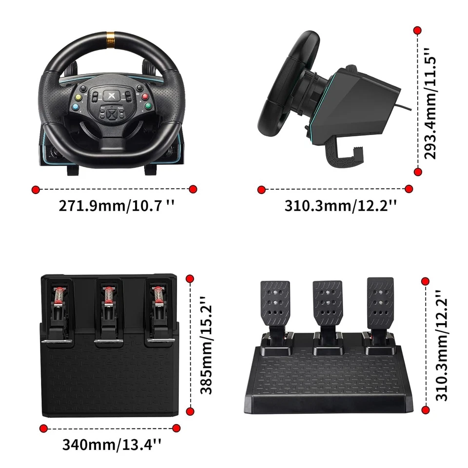 DOYO Rennlenkrad für PC mit Pedalen und Sechsgang-Schaltknüppel für PS4,PS3 - Bild 3 von 4