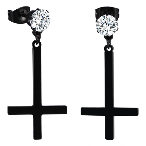3 Pairs Upside Down Cross Dangle Earrings Inverted Cross CZ Stud Earrings Set - Picture 8 of 10