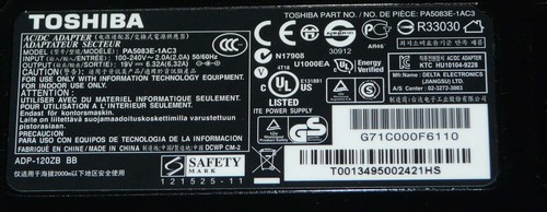 Fuente de alimentación portátil Toshiba Satellite P70-A PA5083E-1AC3 / 19V - 6,32A - 120 vatios - Imagen 2 de 4
