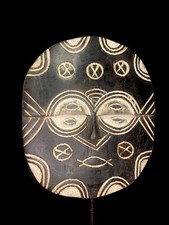 Masque africain Teke antiques art tribal visage vintage bois sculpté vintage ...