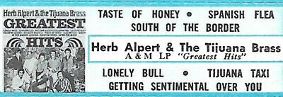 Herb Alpert & Tijuana Brass, Taste Of Honey, Jukebox Label 33 