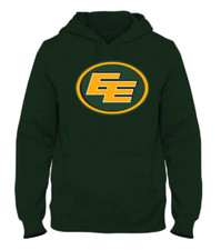 Men's Edmonton Eskimos Green Primary Logo CFL Football Hooded Sweatshirt Pockets