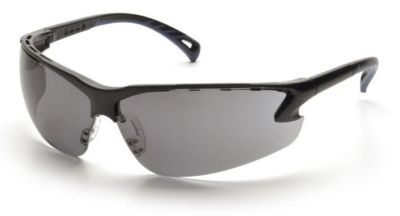 Pyramex Venture 3 Safety Glasses with Black Frame and Gray Anti-Fog Lens