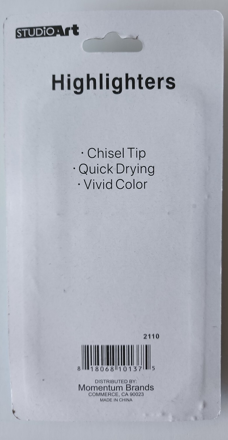 STUDIO ART Classic Chisel Point Highlighter Pens Pack of 5 Yellow - BRAND NEW 