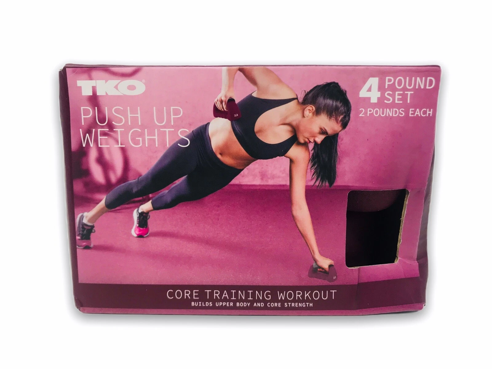 TKO Maroon Push Up Dumbbells Weights 4 Pound Set (Two 2 LB Weights) Training
