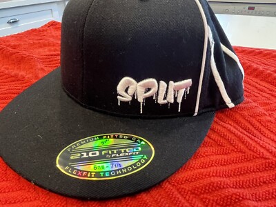 Split One Size Vortex Skateboard Hat Flex Fit 6 7/8-7 1/4 Black NWT