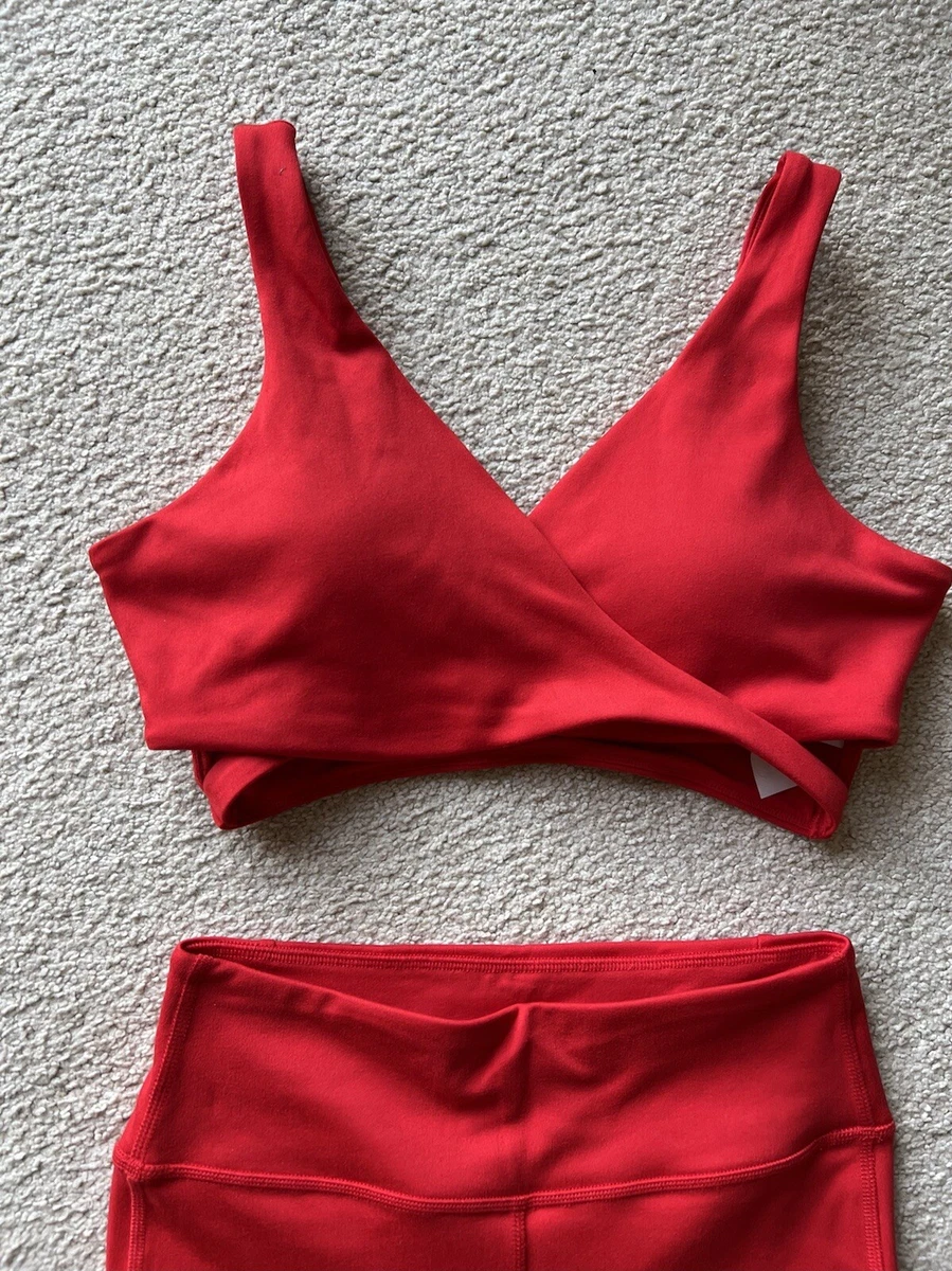 2 Piece Outfit Set GILLY HICKS Hollister Red Wrap Sports Bra & Leggings  Pants M