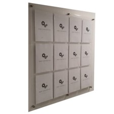 12 Pocket Clear Acrylic Company Display/Notice Board. Wall Mount Display Board