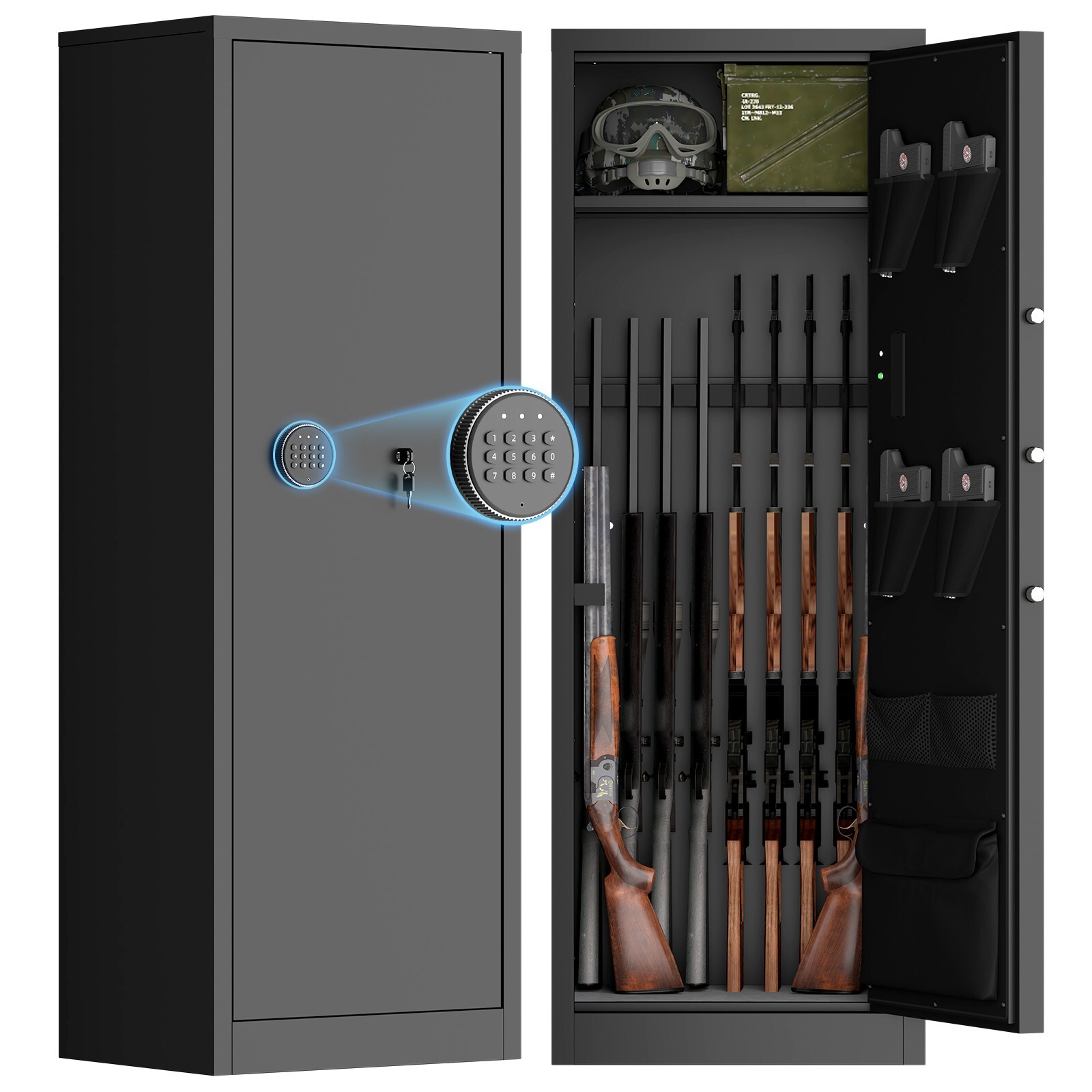 10-13 Rifles Gun Safe Gun Cabinet for Home w/ Dual Backup Keys & Alarm System US