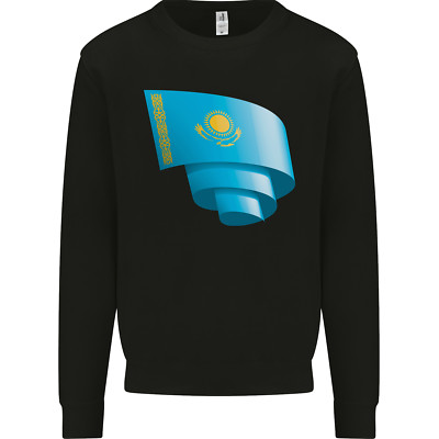 Geschwungene Kasachstan Flagge Kasachischer Tag Fußball Kinder Sweatshirt Pullover