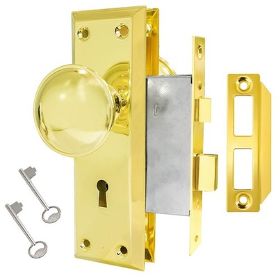 Vintage Skeleton Key Mortise Lock Set for Interior Doors - Antique Heavy-Duty...