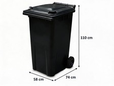 240 Litre Wheelie Bin - GREY/BLACK (Standard Household Size) - EN 840 standard,