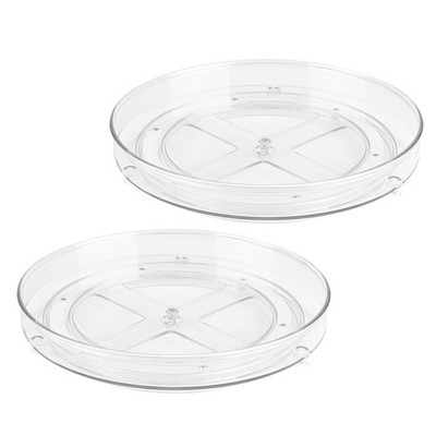Oizeir Lazy Susan Organizer for Cabinet, 9 Inch 9 Inches - 2 Pack, Clear
