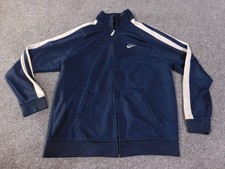 Vintage Nike Jacket Mens 2XL Navy Blue Full Zip Track Y2K Stripe Swoosh