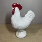Vintage Westmoreland Milk Glass Standing Rooster Candy Dish 9" Tall
