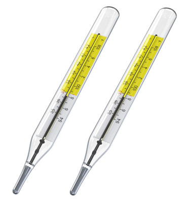 2Pcs Mercury Free Glass Thermometers Traditional Clinic Oral Thermometer NEW