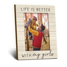 Girl Dad Mom Gifts Picture Frame 4x6, Dad Daughter Wooden Picture better girls