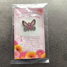 The Best Protection Is Early Detection Breast Cancer Butterfly Pink Ribbon Pin