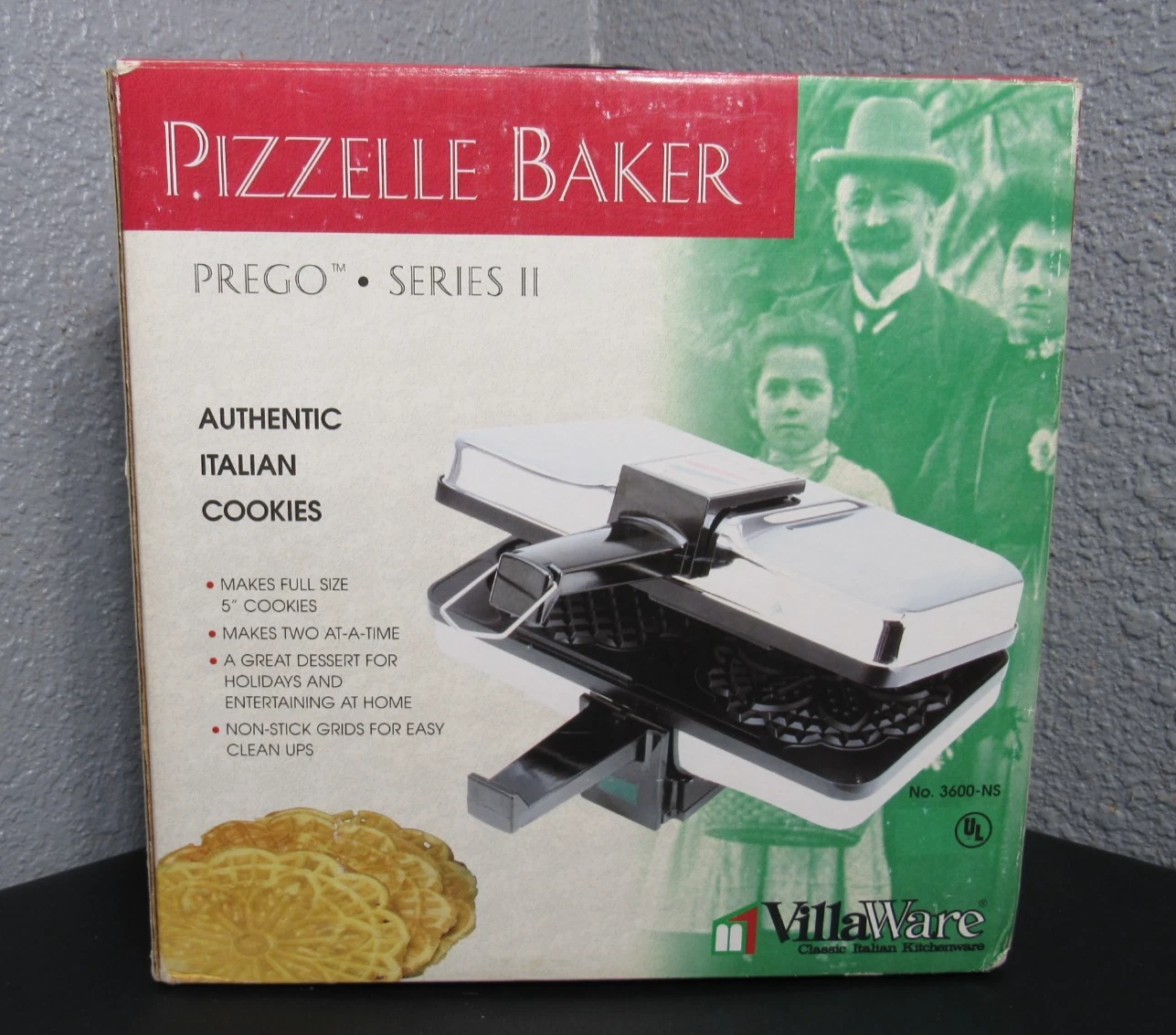 VillaWare Pizzelle Baker Prego Series II Model 3600-NS Italian Cookie Maker