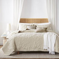 Coastal Beach Beige Twin Size Quilt Bedding Sets, Nautical Tropical Ocean Bed...