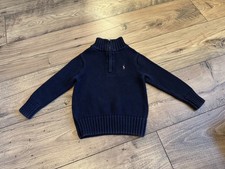 Polo Ralph Lauren Boys Pullover Quarter-Zip Dark Navy Blue Sweater 2T