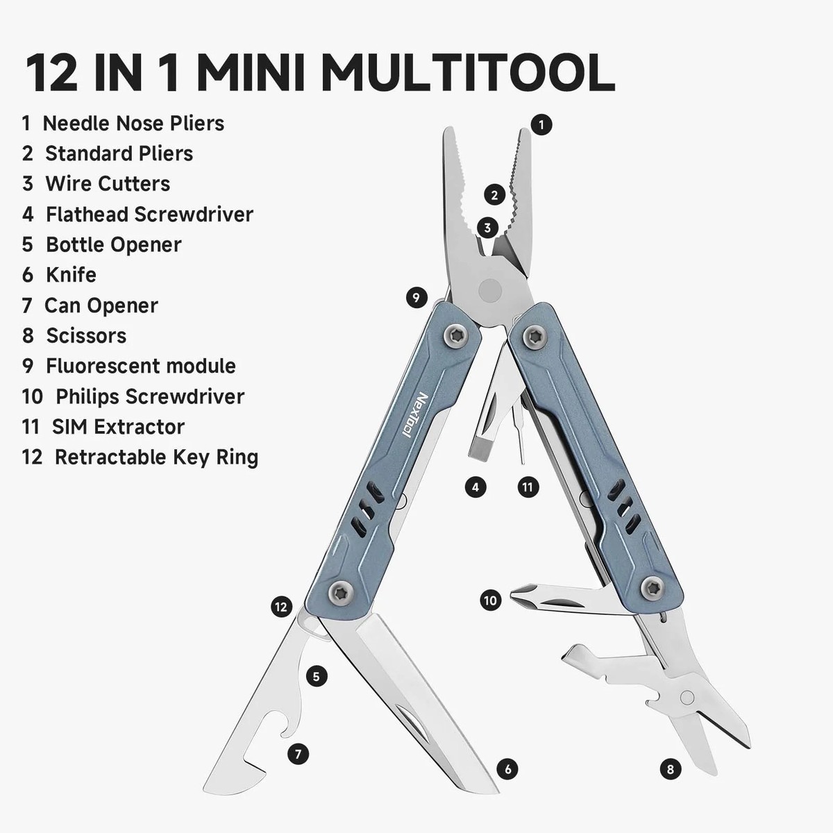 NexTool S11 Mini Sailor Pliers 12-In-1 Multitool Plier Knife