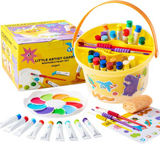 Kids Tempera Painting Set, Washable Paint Set for Kids Ages 4-8 Portable, Safe