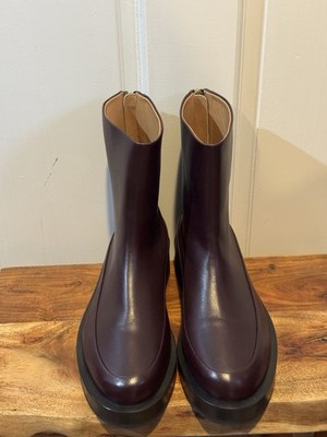 Mansur Gavriel Marion Boot Plum Leather Ankle Bootie Women's Size 39
