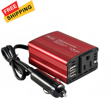 FOVAL 150W Car Power Inverter 12V DC to 110V AC Converter Vehicle Classic Red