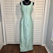Vintage Watters and Watters Sage Green SilkFitted Formal Dress Size 4