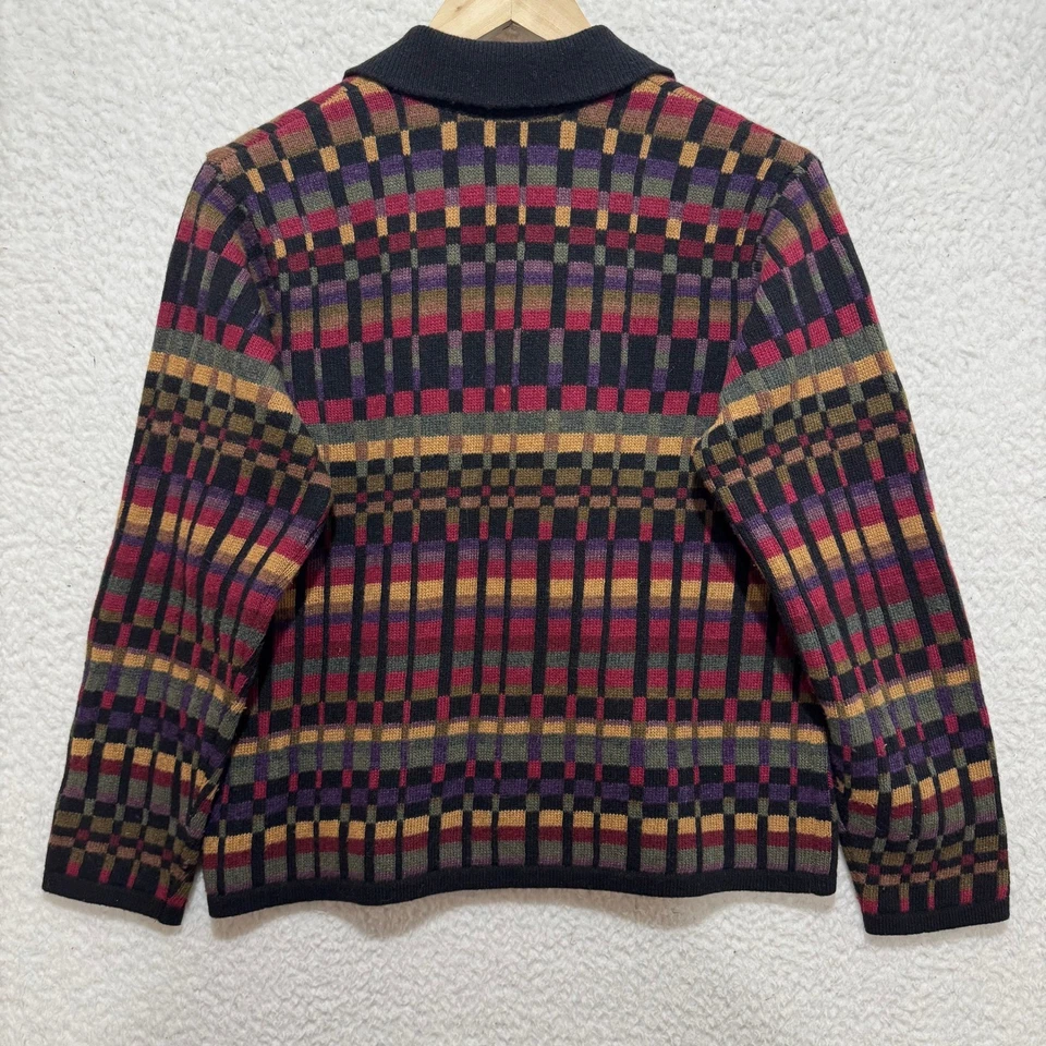 Talbots женщин Sz M кардиган многоцветный геометрический сделано в Италии шерстяная смесь - Изображение 2 из 4