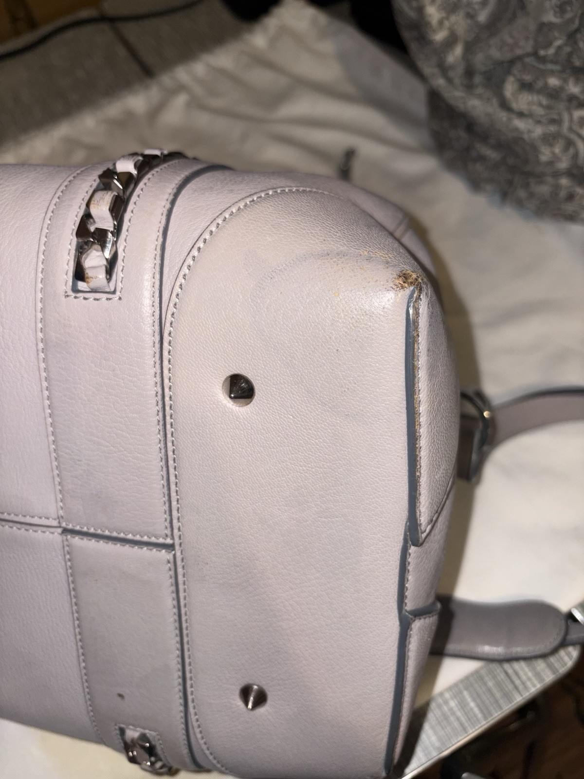 Authentic Givenchy Grey Leather Chain Detail Satc… - image 14