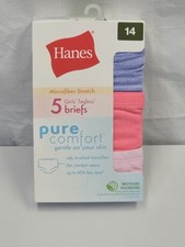 HANES GIRLS' TAGLESS BRIEFS SIZE 14 PURE COMFORT 5PK