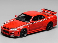 NISSAN SKYLINE GT-R R34 NISMO RHD CUSTOM RED 1/64 DIECAST BY MOTORHELIX M63420