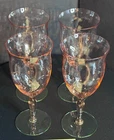 Set Of 4 Elegant Vintage TIFFIN watermelon Depression Glass Cordial Goblets