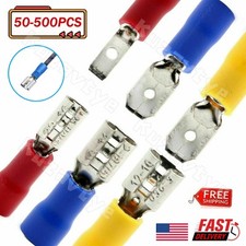 500/50pcs Female Spade PVC Insulated Connectors Crimp Electrical Wire Terminals
