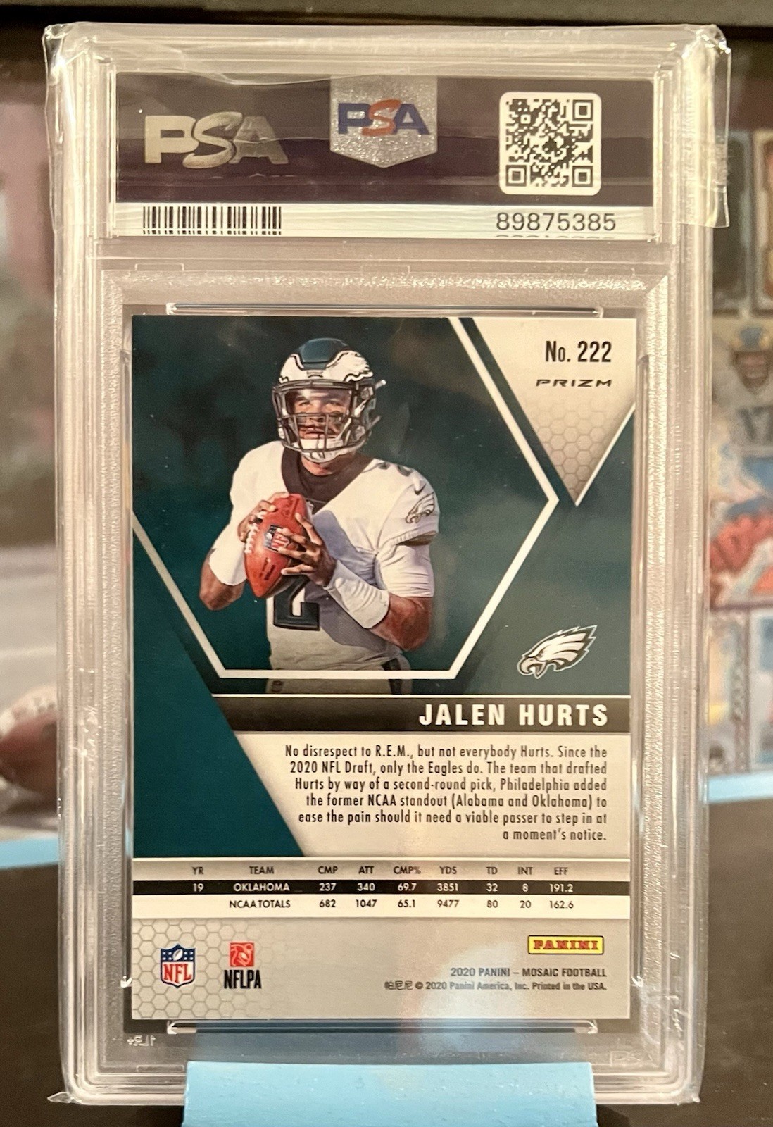 2020 Panini Mosaic - Rookie Green Mosaic #222 Jalen Hurts (RC) PSA 10 view 2