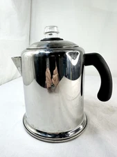 Vtg Farberware 8 Cup Coffee Pot Percolator Stove Glass Top Stainless Steel READ