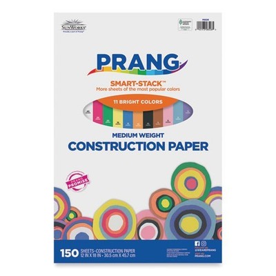 Prang SunWorks Construction Paper Smart-Stack, 50 lb, 12x18, Assorted, 150/Pack