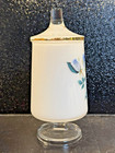 Vintage Satin Milk Glass Apothecary Jar w Lid Hand Painted Blue Roses — photo 3