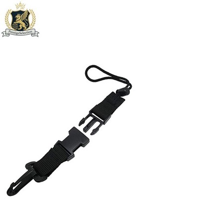 Versatile Scuba Diving Black Lanyard Clip with Webbing Strap for Gear Connection