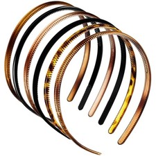 Headbands for Women 6 Pack Plastic Plain Thin Headbands with Teeth Hair Band Acc